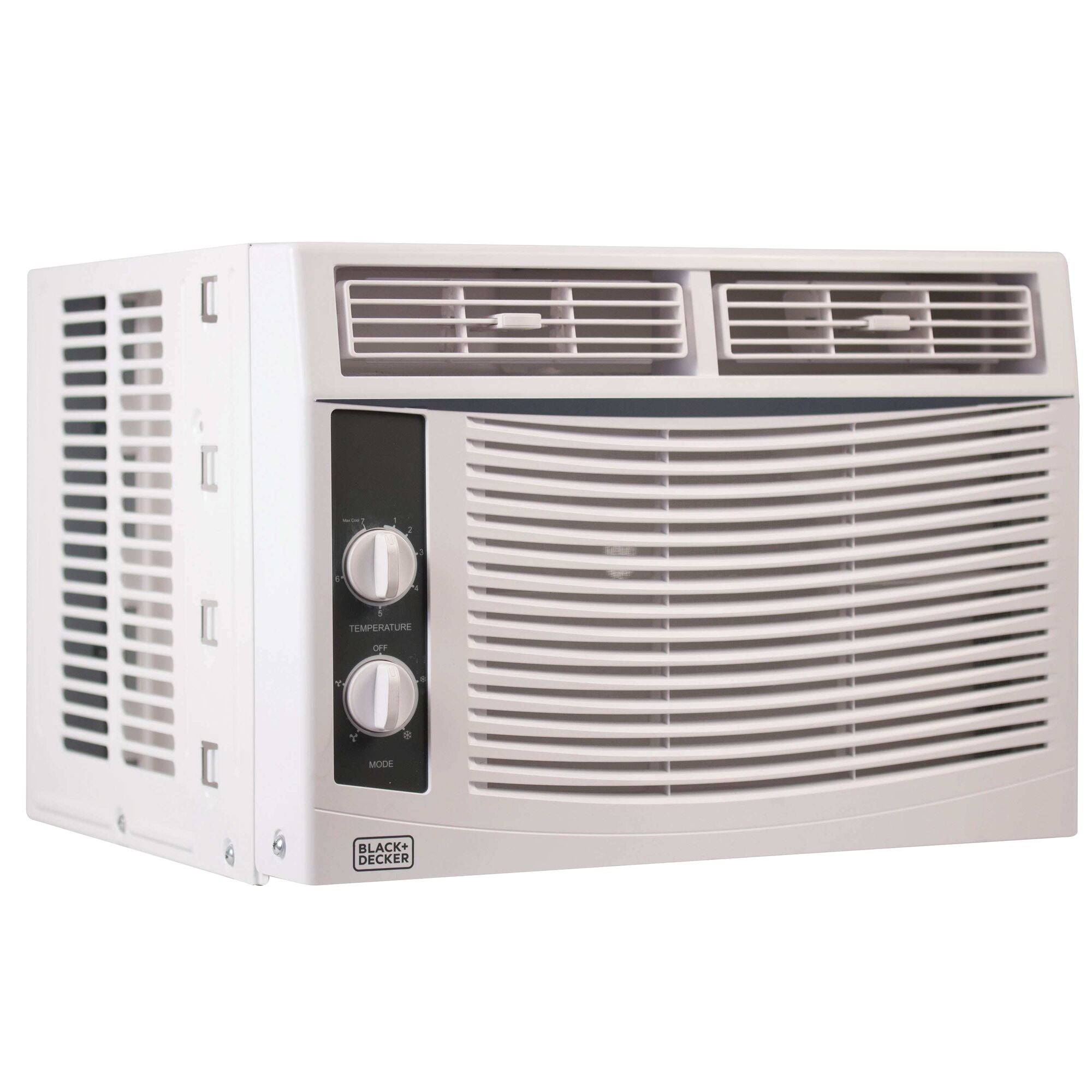 Profile of 5000 BTU mechanical window air conditioner.