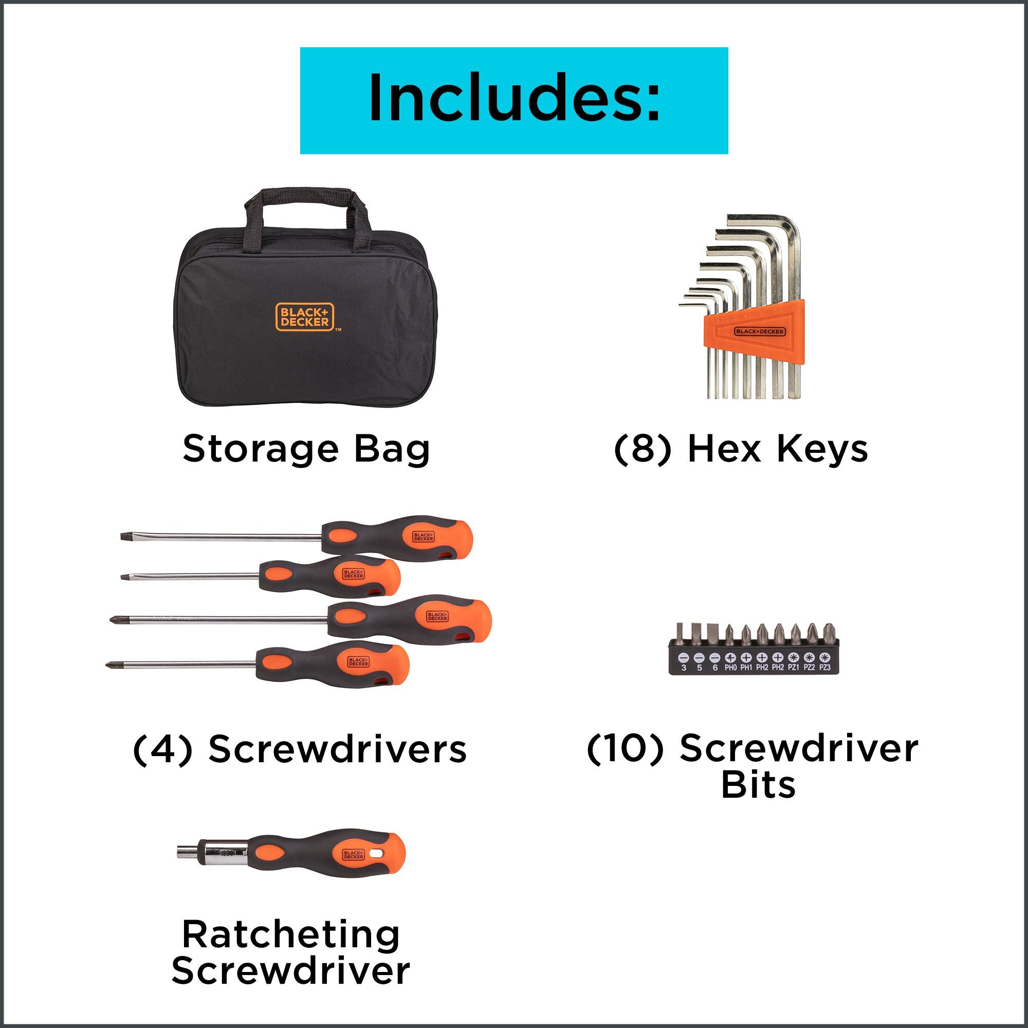 Screwdriver Set with Storage Bag, 23-Piece