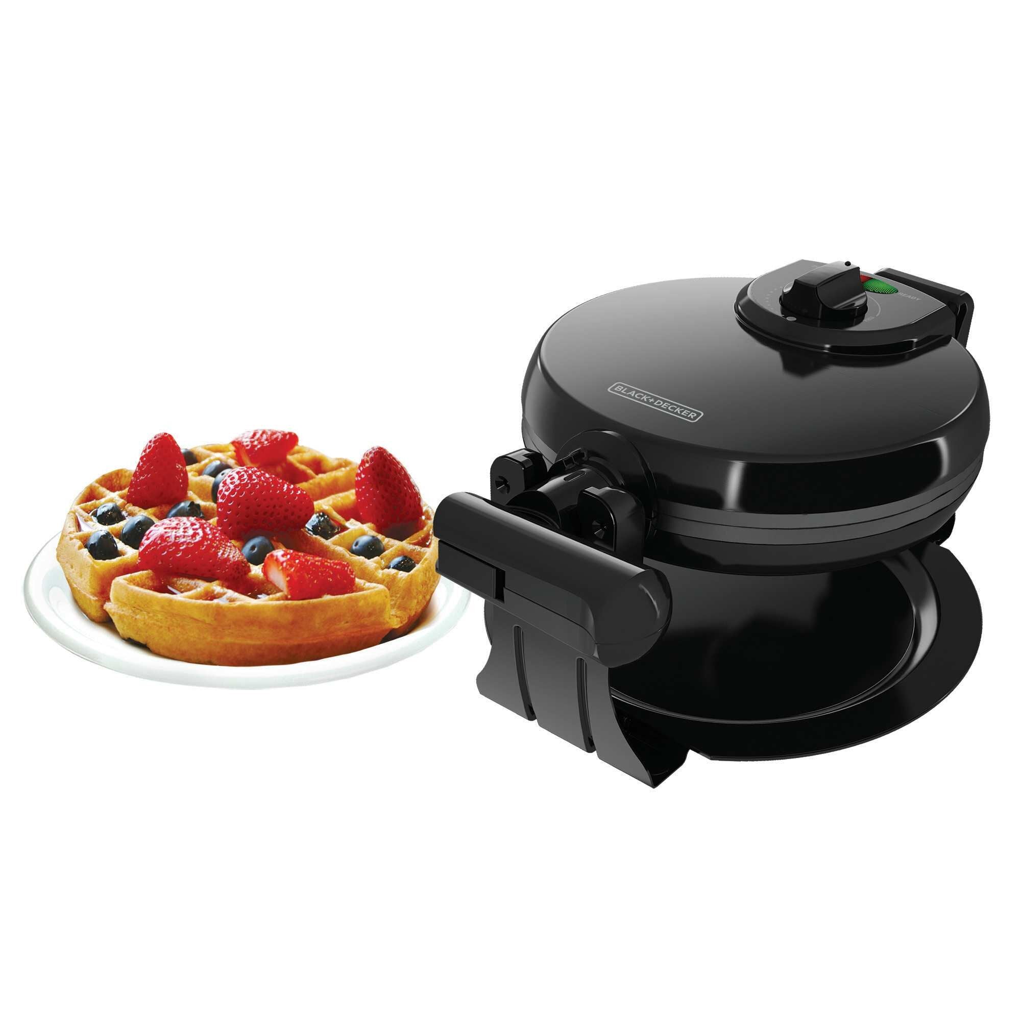 BLACK+DECKER Rotating Waffle Maker with Dual Cooking Plates, Black