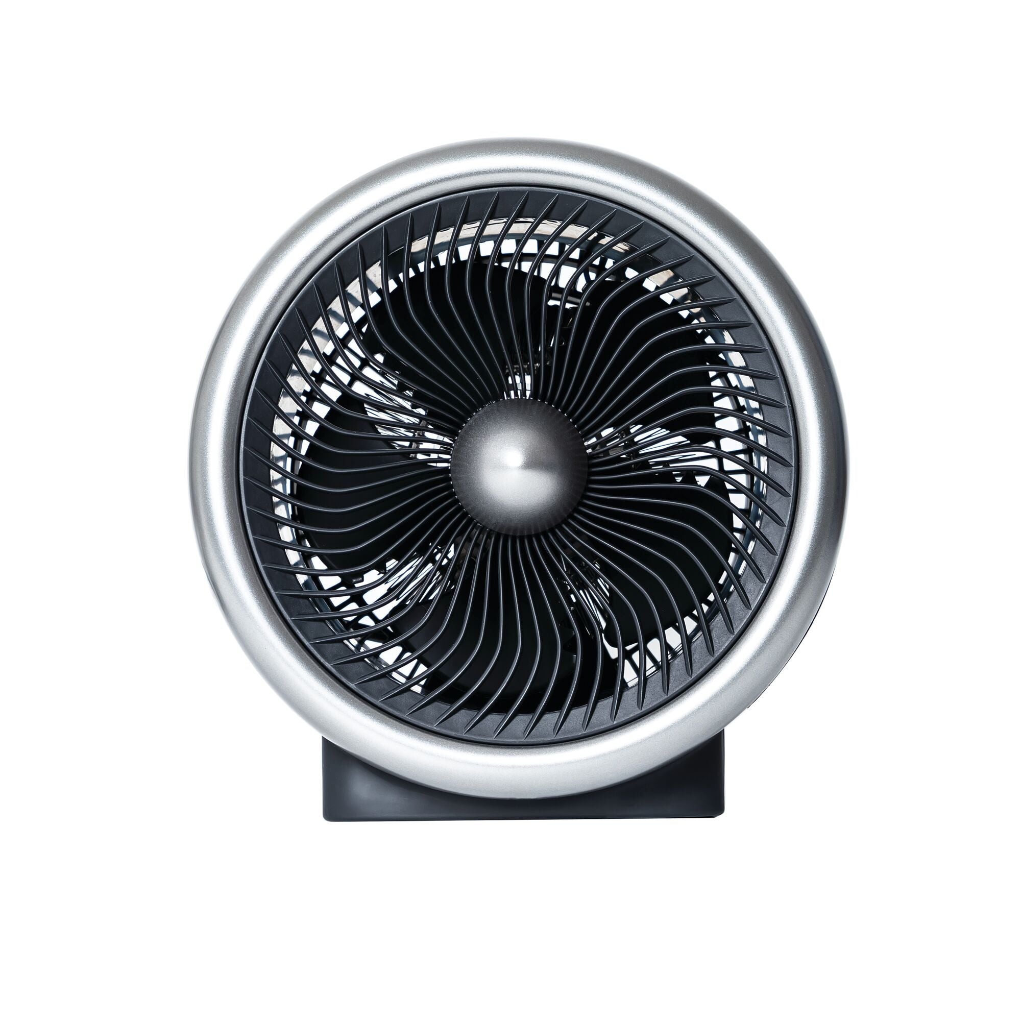 Digital turbo portable heater fan combo 2 in 1 electric personal mini space heater on a wooden table in living area.