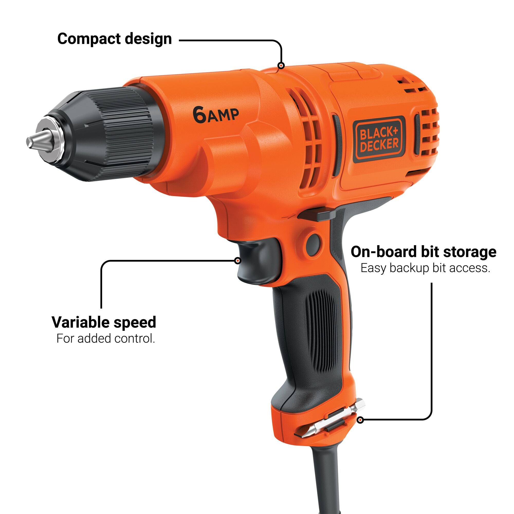 BLACK+DECKER Hammer Drill, 1/2-Inch, 6.0-Amp (DR670)