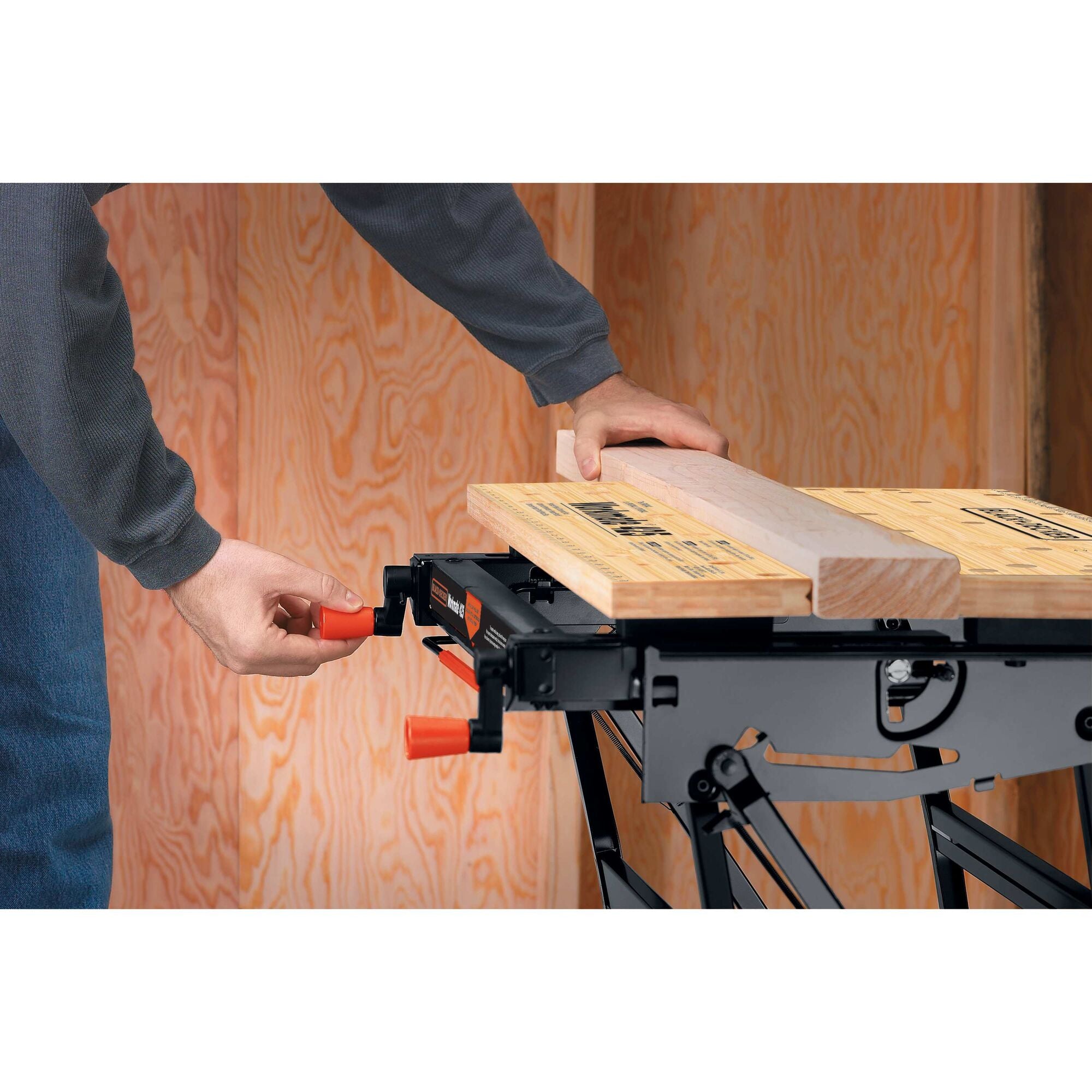 Black+Decker WM225 Workbench with One-Handed Clamp, 24 in OAW, 30 in OAH,  13-1/2 in OAD, 450 lb Capacity