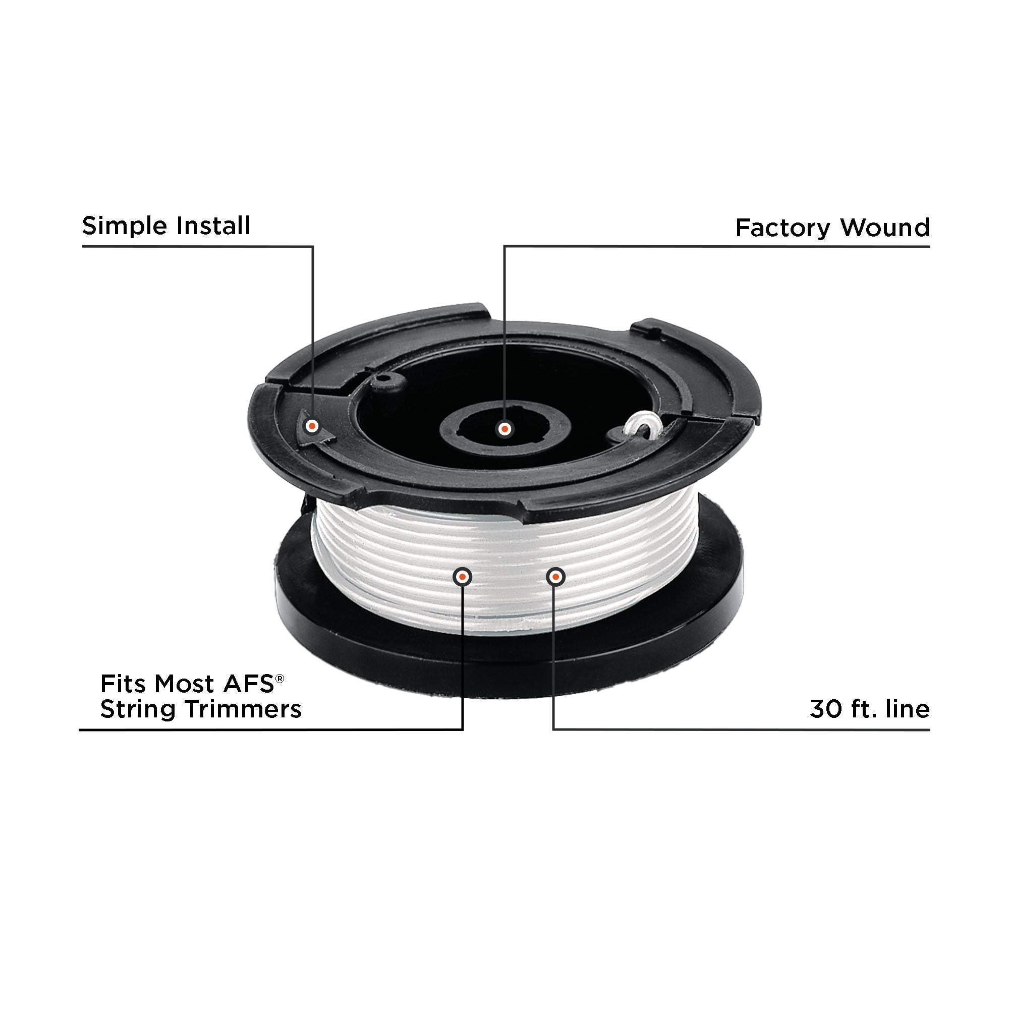BLACK+DECKER Replacement Single Line Automatic Feed Spools AFS for Electric String Grass Trimmer/Edger (3-Pack).  Simple install, factory wound, fits most AFS string trimmers.