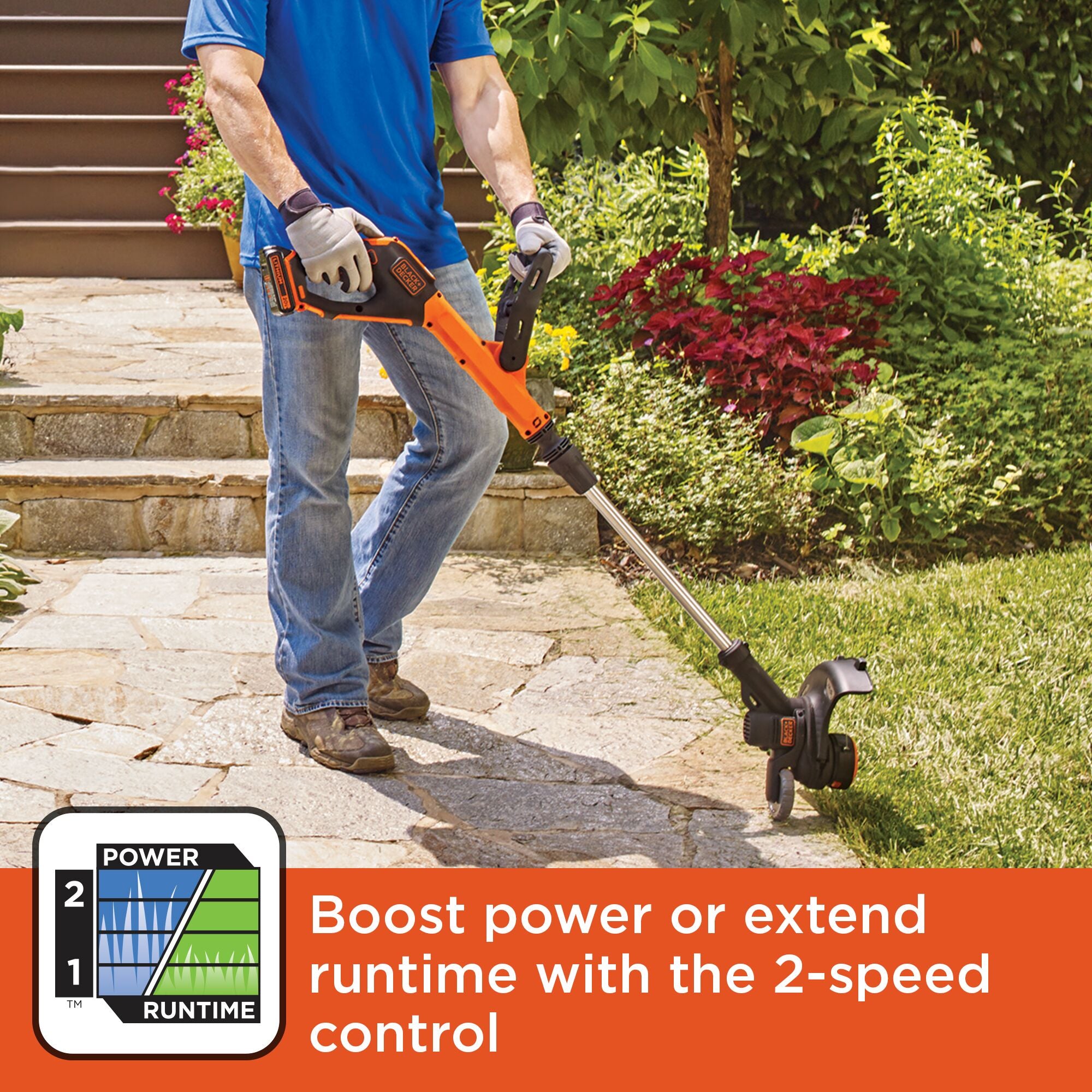 BLACK+DECKER EASYFEED 20-volt Max 12-in Straight Shaft Battery String  Trimmer 2 Ah (Battery and Charger Included)