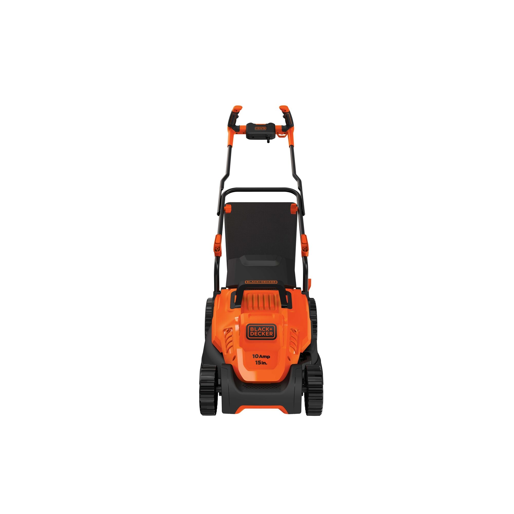 10 Amp 15 inch Electric Lawn Mower with Comfort Grip Handle being used for mowing grass.
