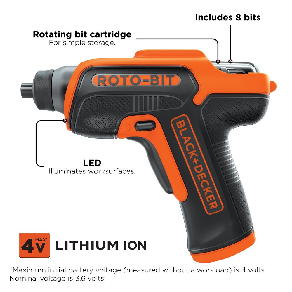 4V MAX Cordless Screwdriver with Bit Storage BLACK DECKER