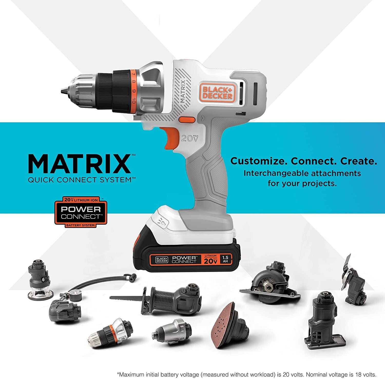  BLACK+DECKER 20V MAX Matrix Cordless Drill/Driver Kit, White  (BDCDMT120WC1FF) : Tools & Home Improvement