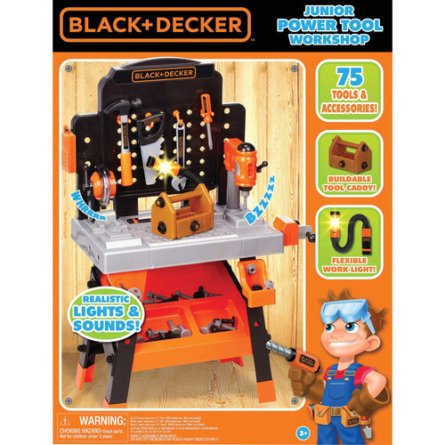 Black and Decker Kids Workbench and Six Piece Wooden Tool Set, WWB002-BD