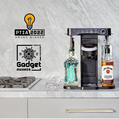 bev by BLACK+DECKER Cocktail Maker Machine, Bar Mat, and Glass Liquor  Dispenser Bottles
