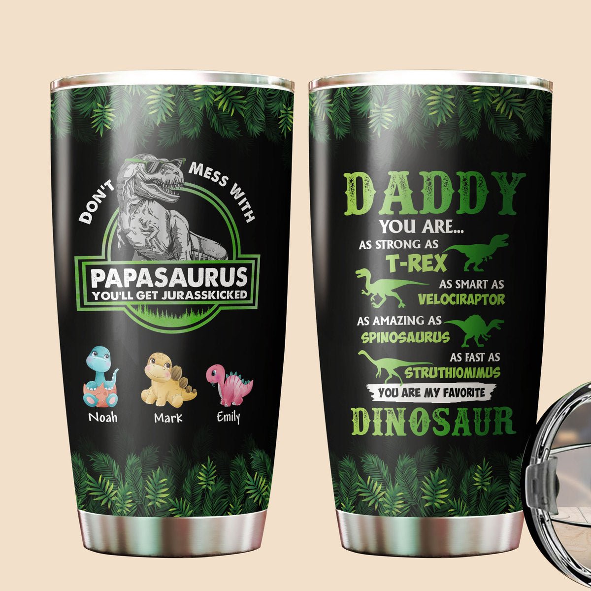 Personalized Dad Grandpa Tumbler Dadasaurus Father's Day Family