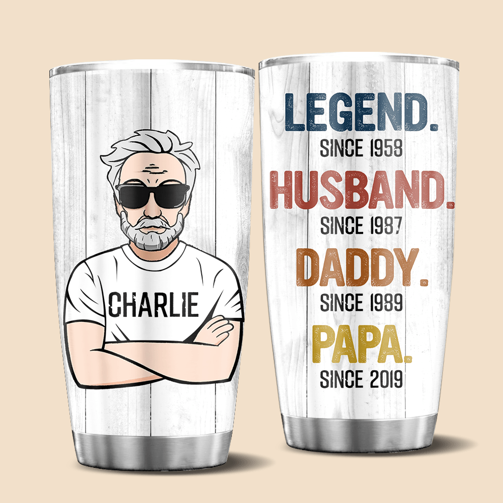 Legend Husband Daddy Grandpa, Personalized Tumbler Cup, Father's