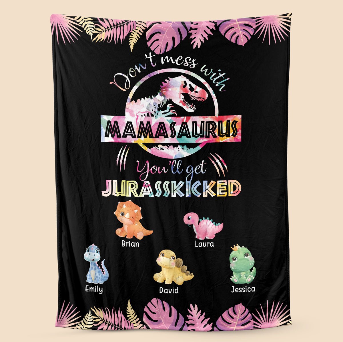 Don't Mess With Mamasaurus Blanket, Mama Blanket, Dinosaur Blanket, Custom  Name Blanket, Family Blanket