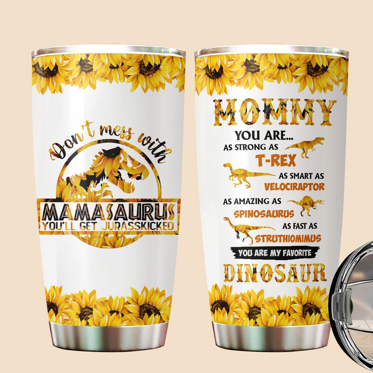 Personalized Tumbler - Mamasaurus Black Tropical - Giftago