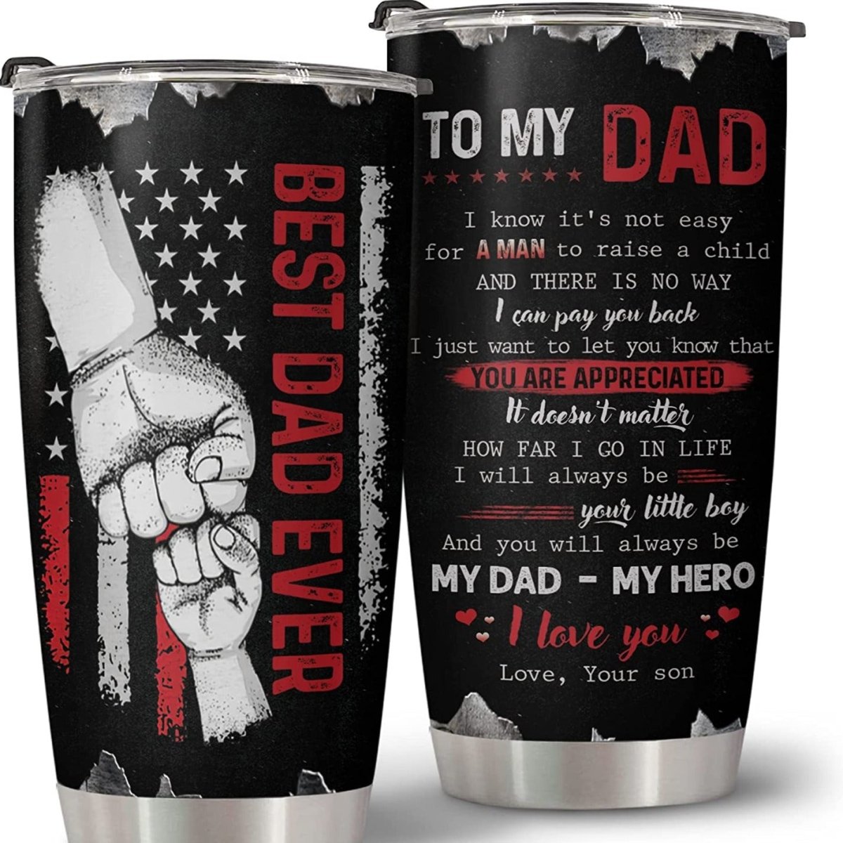 To My Dad From Son My Dad My Hero Father And Son Personalized Tumbler