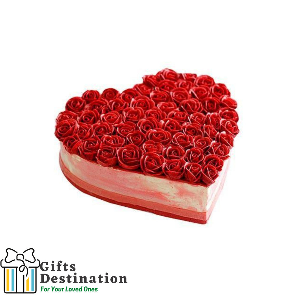 Buy/ Send Heart Shape Rose Cake Online - Giftsdestination ...