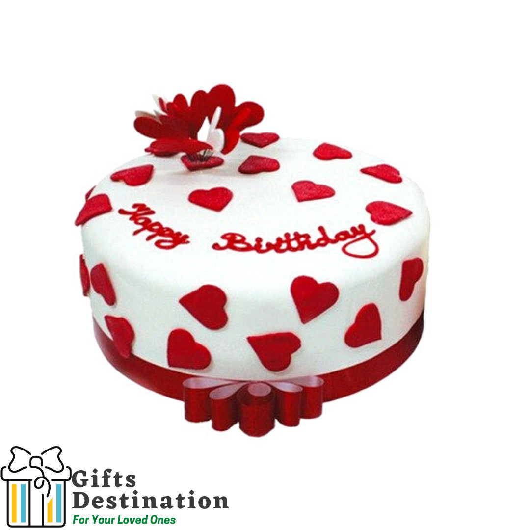 Order red & white love cake Online at best price ...