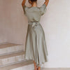 Vintage Ruffled Satin Kleid