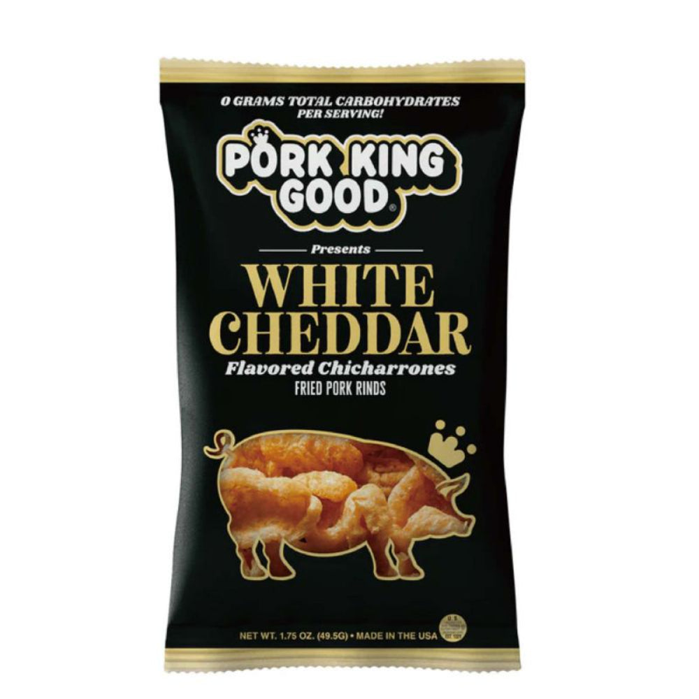 PORK KING GOOD - White Cheddar Pork Rinds 1.75OZ ( Pack of 12)