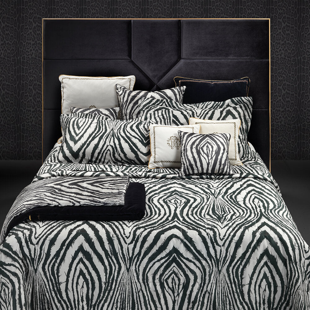 Italy01: Roberto Cavalli Frame Zebrage set of two cushions 40x40 in grey  silk