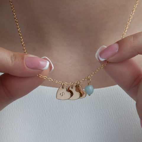 initial heart necklace with birthstone lulu and belle