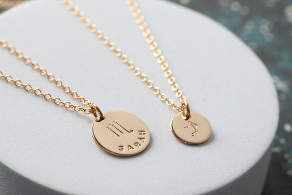 zodiac name necklace lulu and belle