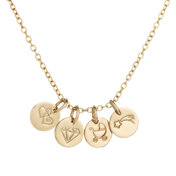 gold charm disc necklace lulu and belle