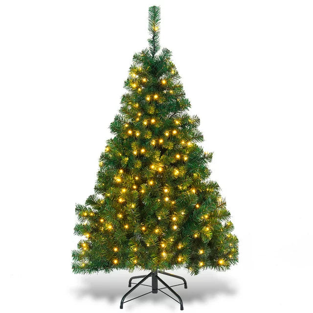 4.5ft Pre-lit PVC Christmas Tree 200 LED Light Metal Stand