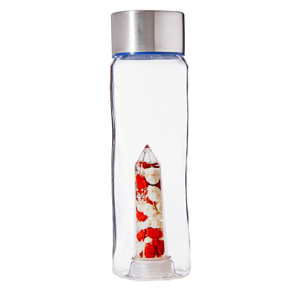 ViA HEAT FITNESS  Insulated Crystal Infusion Bottle with Red Jasper,  Magnesite & Clear Quartz