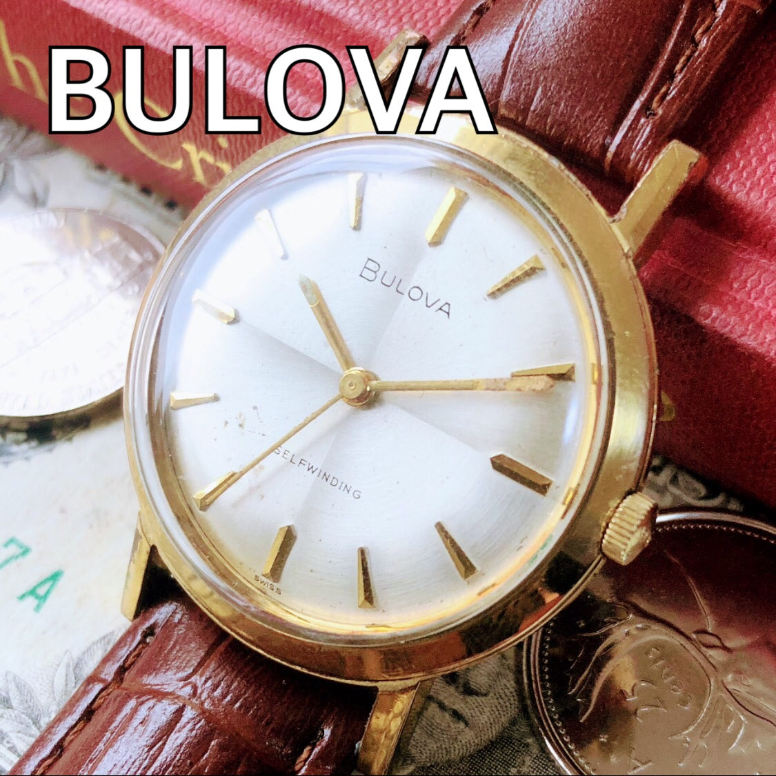 激安な BULOVA 腕時計 自動巻き 10pダイヤモンド レトロ アンティーク