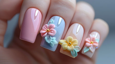 3D nail art with flower design