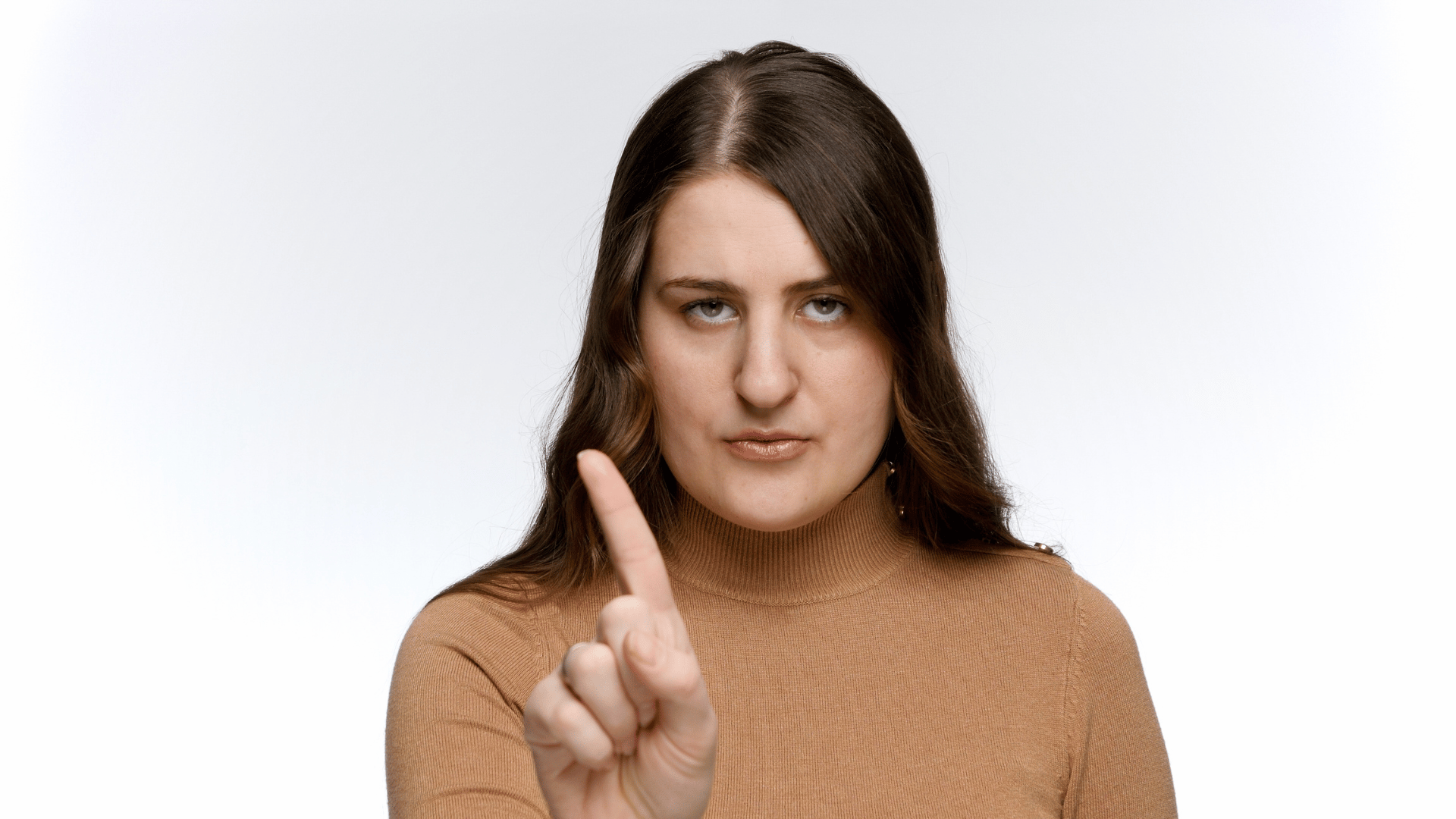 Woman making a gesture to say no