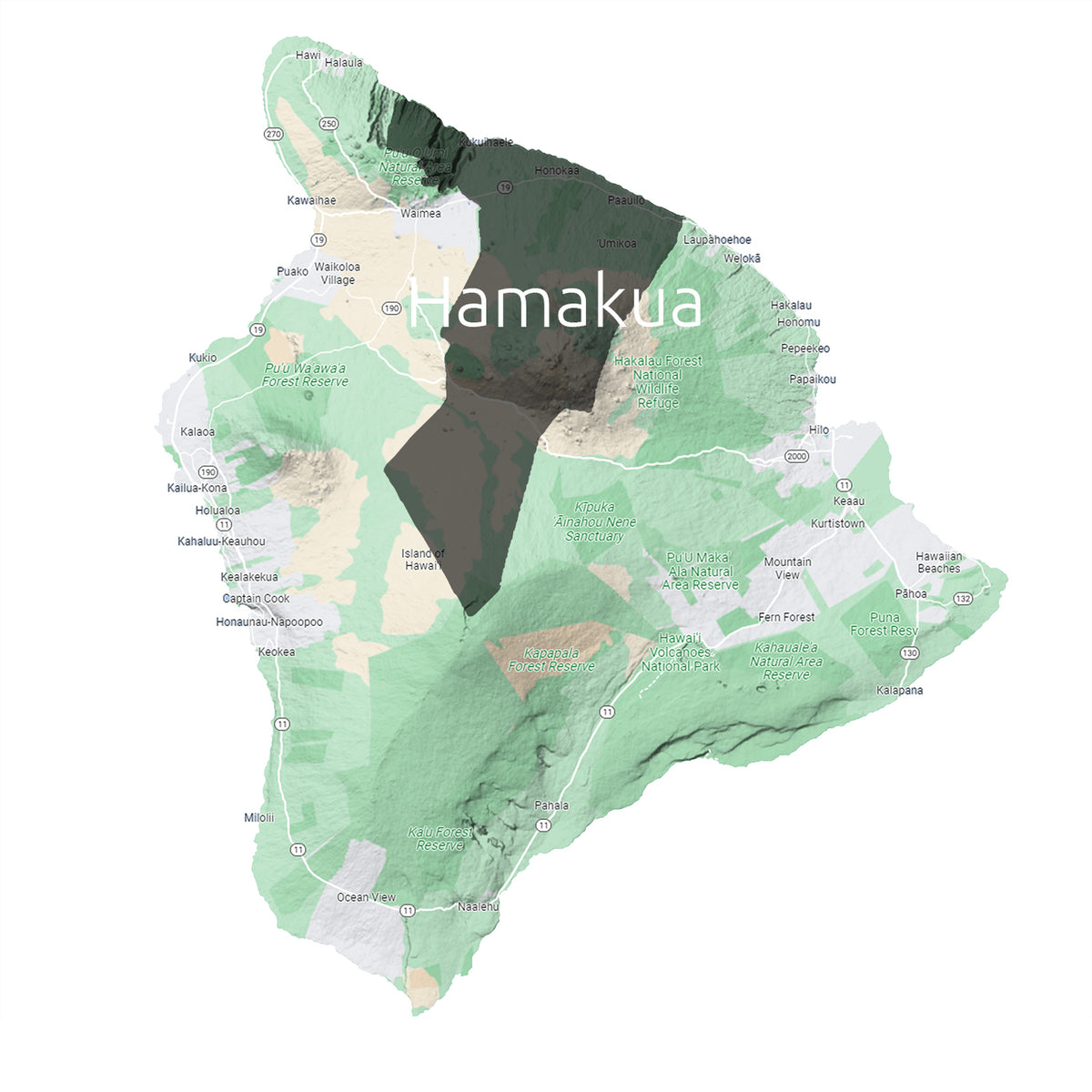 Hawaiian Specialty Coffee Regions Map Wholesale Green Beans Hamakua
