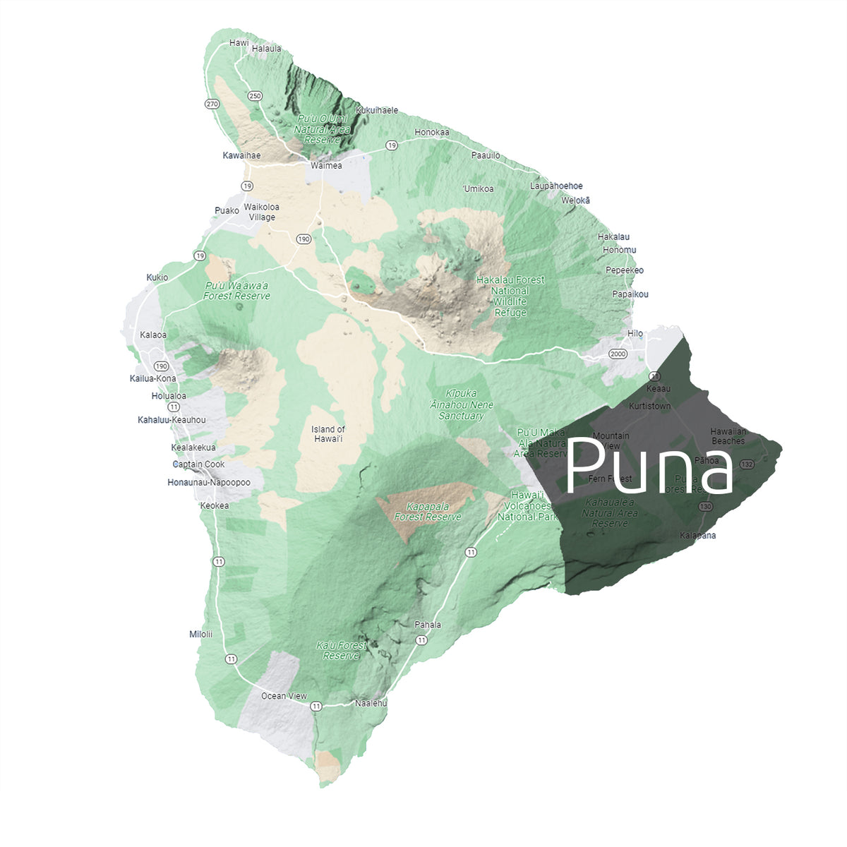 Hawaiian Specialty Coffee Regions Map Wholesale Green Beans Puna