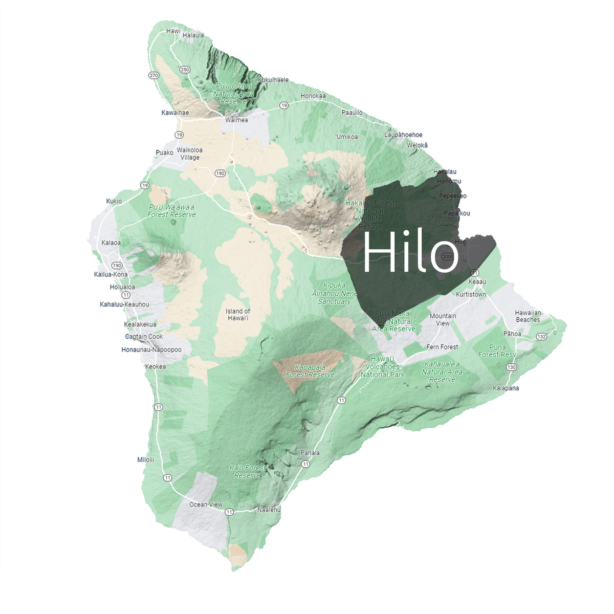 Hawaiian Specialty Coffee Regions Map Wholesale Green Beans Hilo