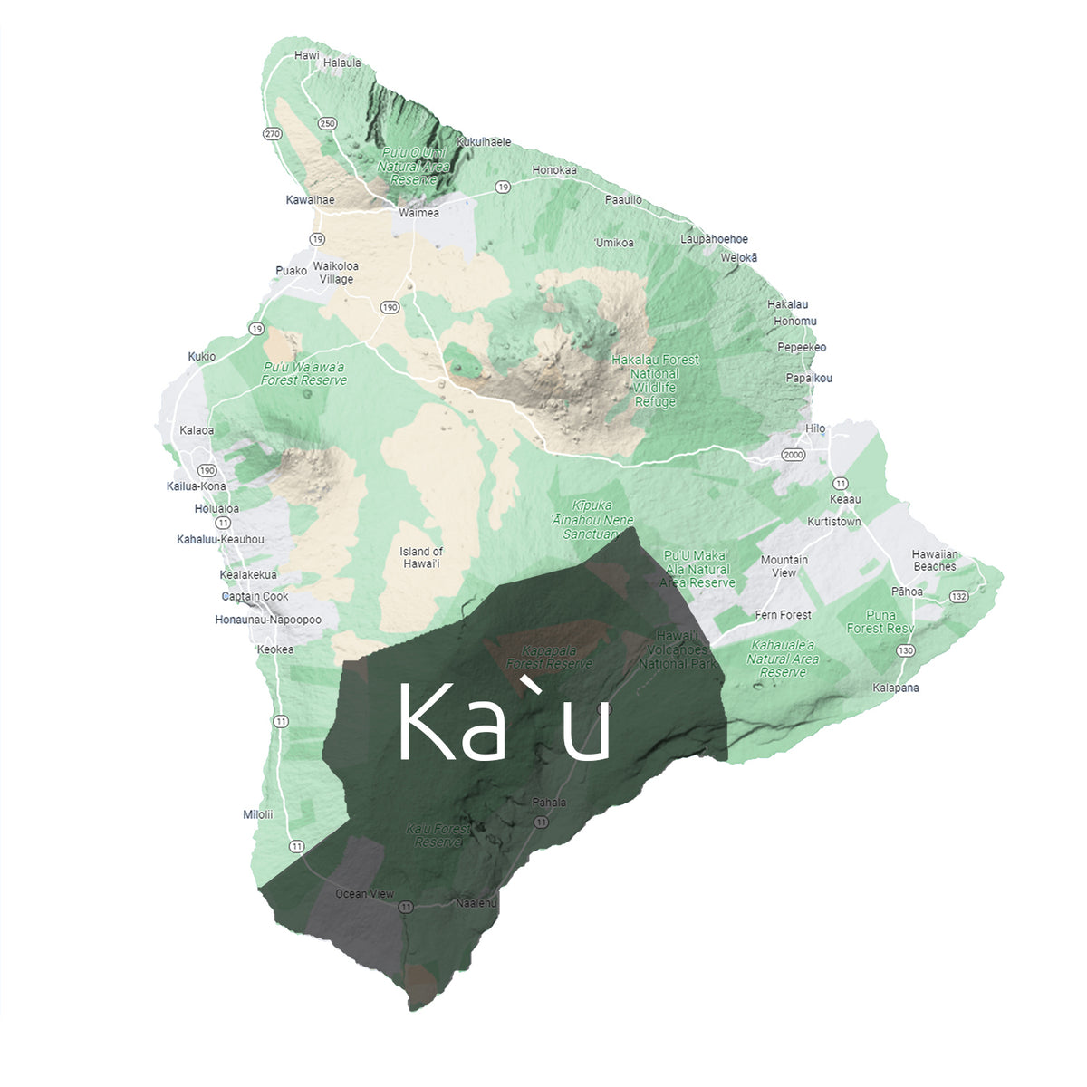 Hawaiian Specialty Coffee Regions Map Wholesale Green Beans Kau