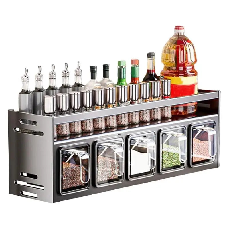 Wall Mount Seasoning Shelf Holder Multifunctional Shelves Seasoning Storage Large Capacity