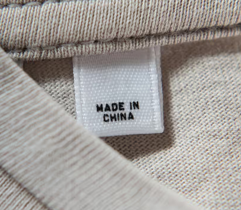 Made in china clothing label