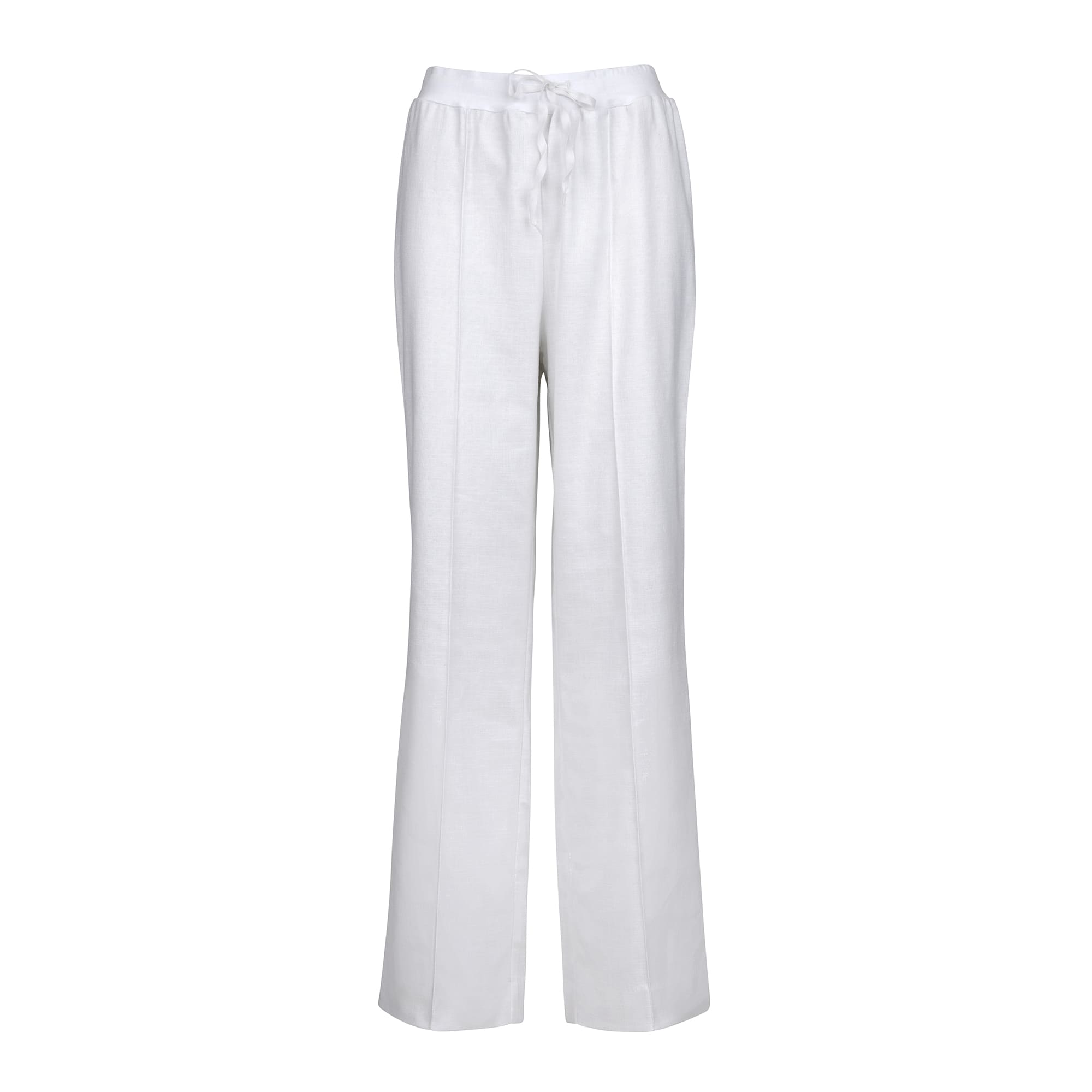 LINNEN STRAIGHT LEG PANTS WHITE