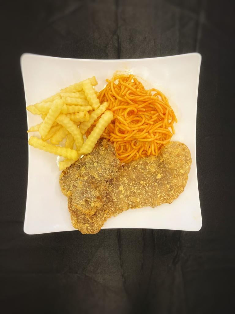 Milanesa de res con spaguetti y papas - Comida - Este artículo está di –  elrincondejeanne