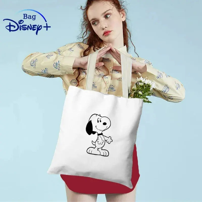 Snoopy Cartoon Women's Handbag Fashion Canvas Shoulder Bag Eco Friendly Large Capacity Leisure Portable Shopping Bag Tote Bag STILUNA