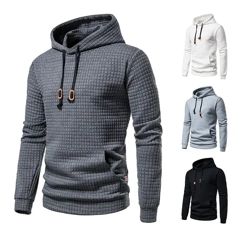 2024 Autumn and Winter New Men's Fashion Leisure Hoodie Jacquard Bathroom Checkered Clothes Outdoor Sports Running Hoodie STILUNA