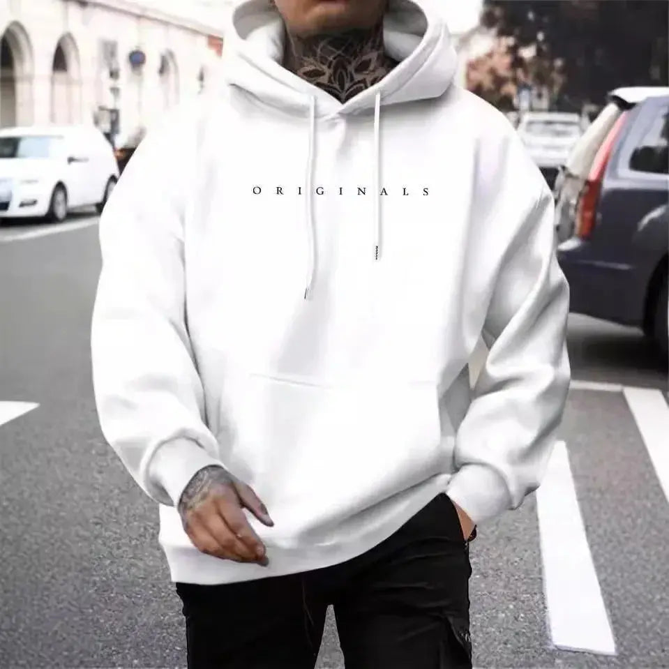 Long Sleeve Letter Print Hoodie Sweatshirt Loose Fit Autumn Winter Men's Clothing Comfortable Soft Fabric Streetwear Style STILUNA