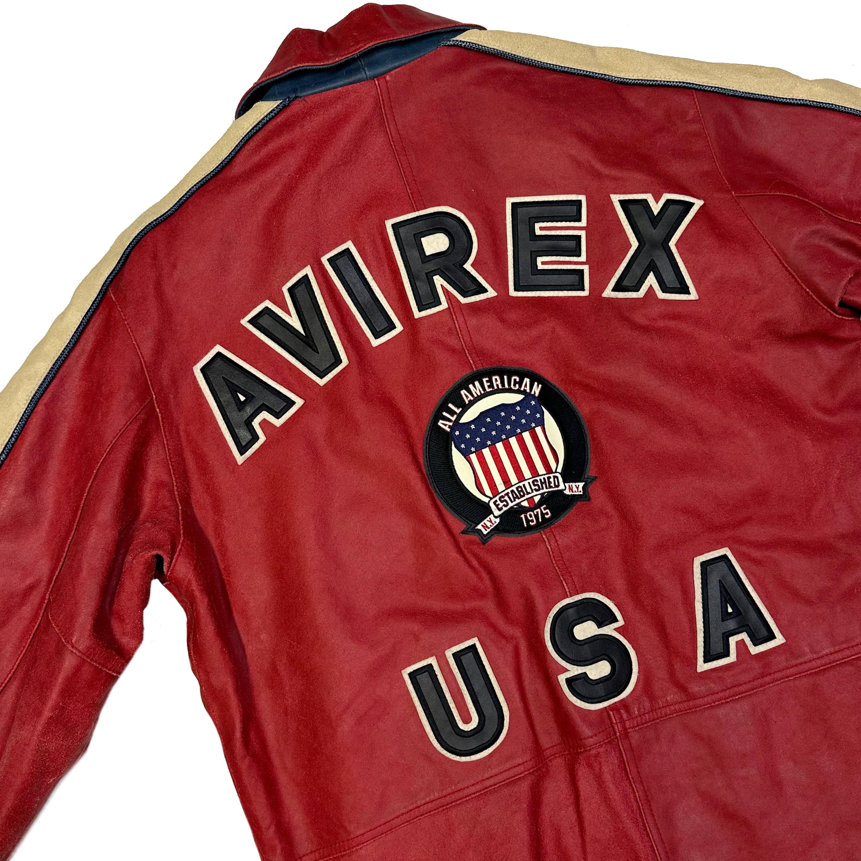 Avirex USA Leather Jacket In Red ( M )