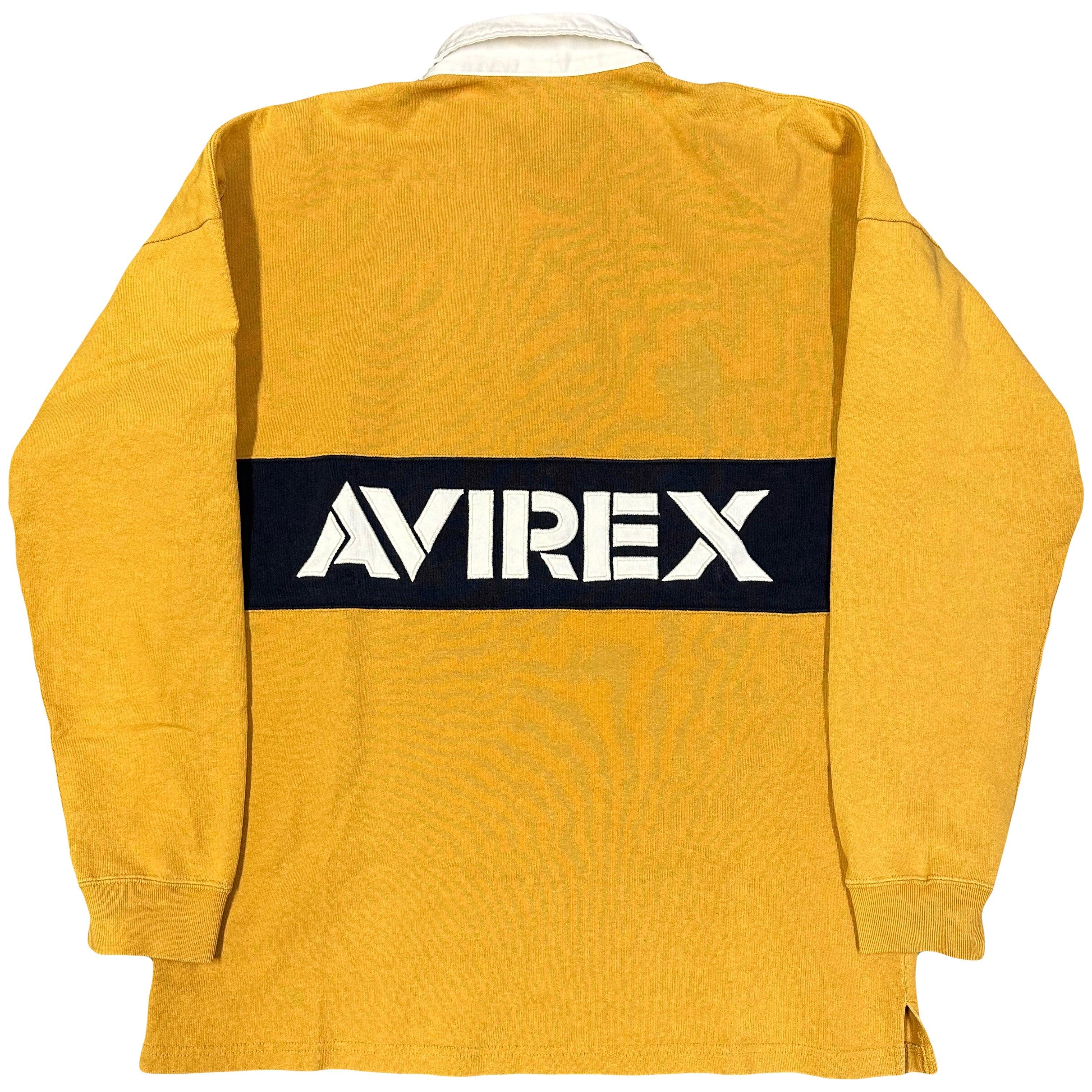 Avirex N.Y Spellout Longsleeve Polo In Mustard ( L )