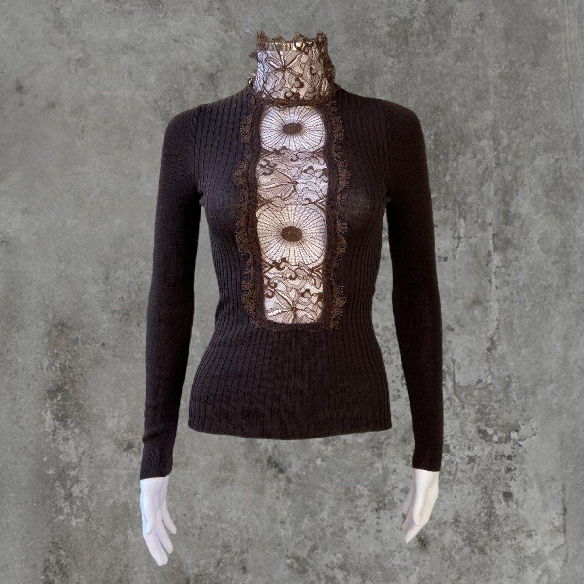 90'S JEAN PAUL GAULTIER LACE CUT-OUT TOP - S