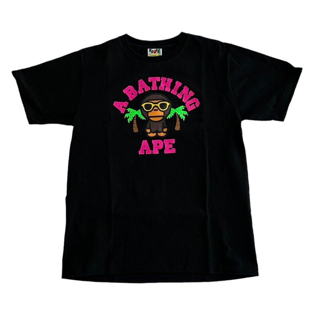 A Bathing Ape / BAPE Black and pink Logo T-shirt