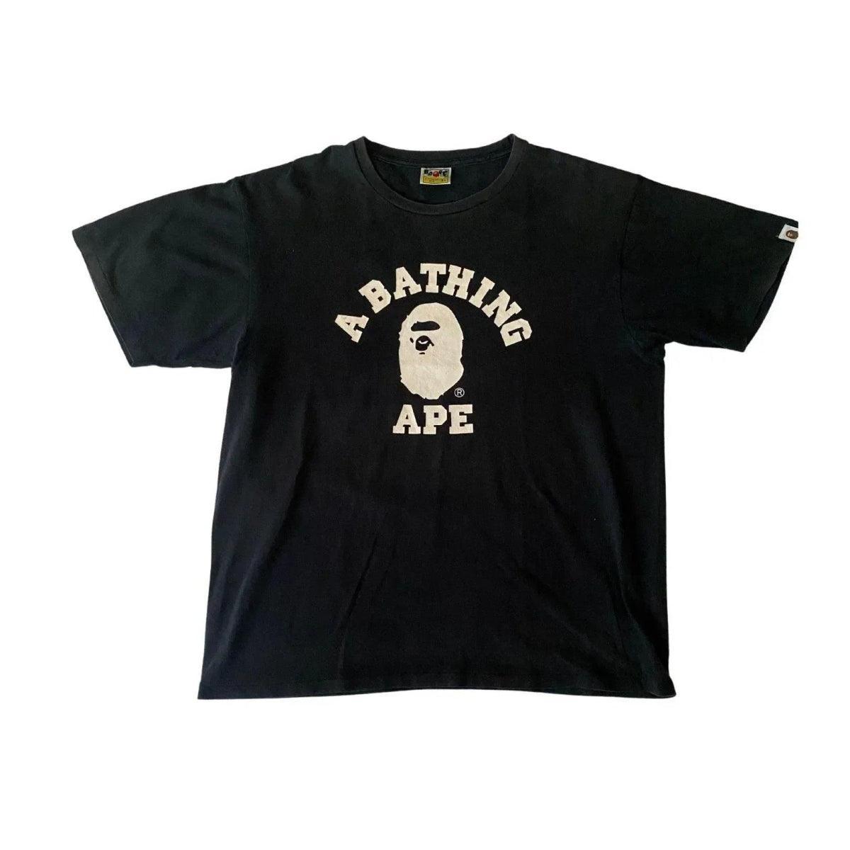 A BATHING APE BLACK COLLEGE TEE  (L)  (L)