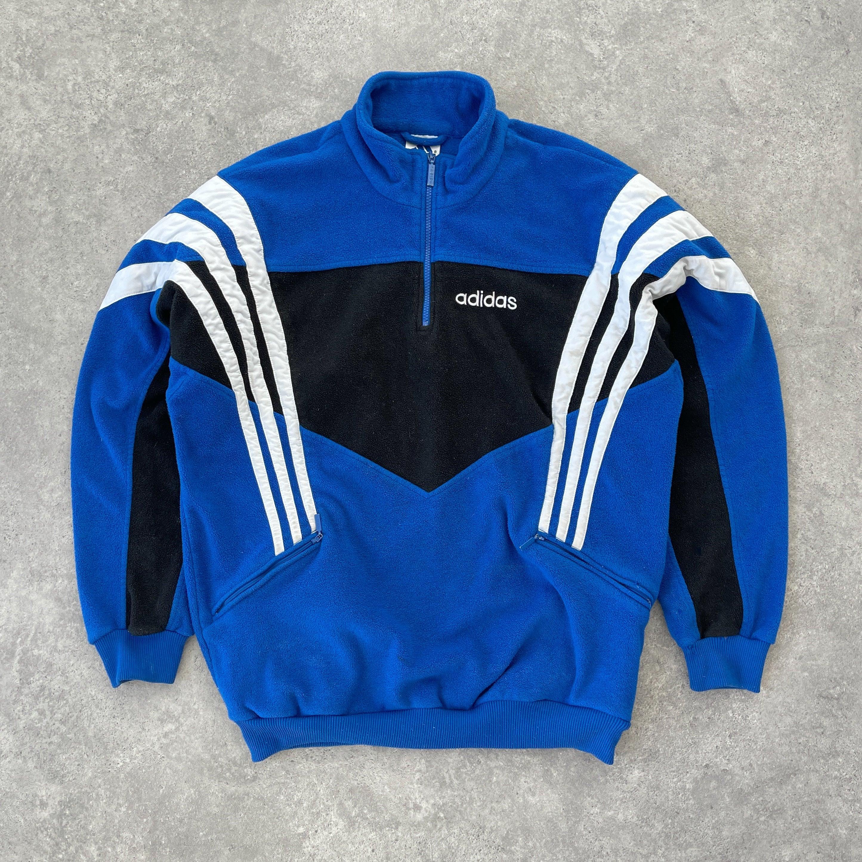 Adidas 1990s 1/4 zip heavyweight colour block fleece jacket (L)