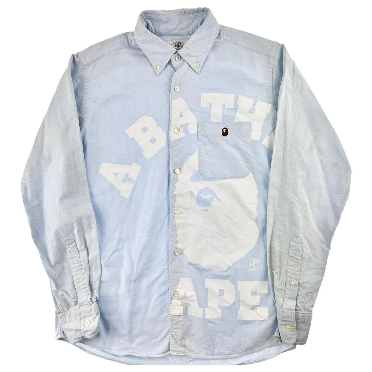 Bape college logo button long sleeve shirt size M