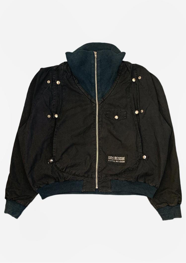 (L) Marithé + François Girbaud 1980s Panelled Modular Bomber with Integrated Neck Gator